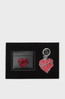 Женский черный набор аксессуаров (кардхолдер, брелок) K/HEARTS CH+KEYCHAIN GP Черный ONESIZE Karl Lagerfeld A1W32095