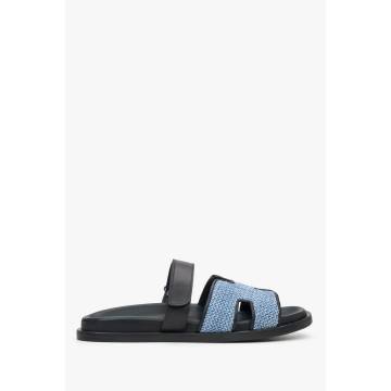 Шльопанці шкіряні сині Estro ER00115289