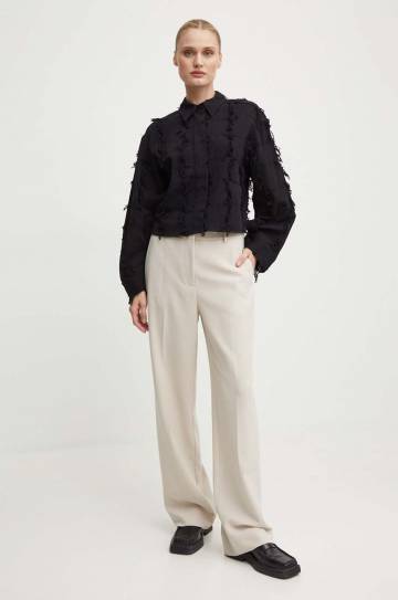 Брюки Bruuns Bazaar BrassicaBBEleza pants женские цвет бежевый широкие высокая посадка BBW3304 Брюки Bruuns Bazaar BrassicaBBEleza pants женские цвет бежевый широкие высокая посадка BBW3304