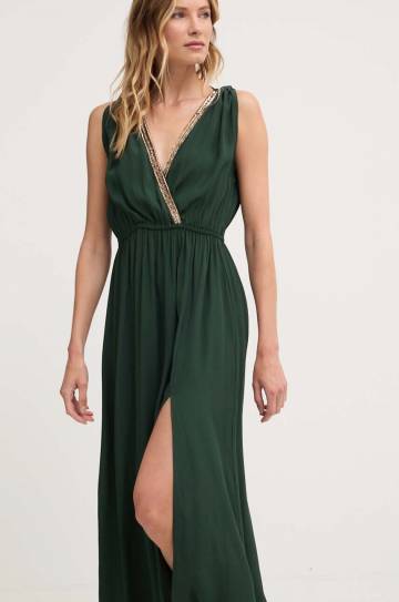 Платье Answear Lab цвет зелёный maxi расклешённая Платье Answear Lab цвет зелёный maxi расклешённая