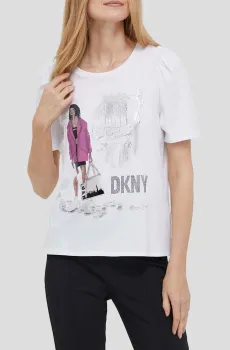 Женская белая футболка Белый S DKNY P3MHFOQX