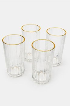 Набір рифлених склянок із золотою обвідкою 4 pack - clear