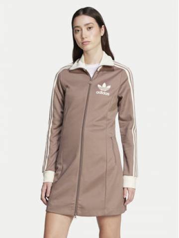 adidas Трикотажна сукня adicolor 3-Stripes JC5779 Бежевий Regular Fit adidas Трикотажна сукня adicolor 3-Stripes JC5779 Бежевий Regular Fit