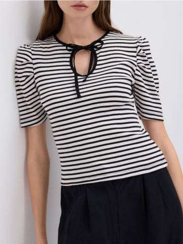 Reserved - Блузка з обємними рукавами - темно-синій - 150FG-59P