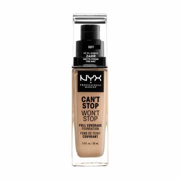 Стойкая тональная основа для лица NYX Professional Makeup Cant Stop Wont Stop Full Coverage Foundation, 10 Buff, 30 мл Стойкая тональная основа для лица NYX Professional Makeup Cant Stop Wont Stop Full Coverage Foundation, 10 Buff, 30 мл
