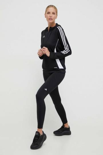 Кофта для тренинга adidas Performance Tiro24 цвет чёрный с капюшоном с аппликацией Кофта для тренинга adidas Performance Tiro24 цвет чёрный с капюшоном с аппликацией