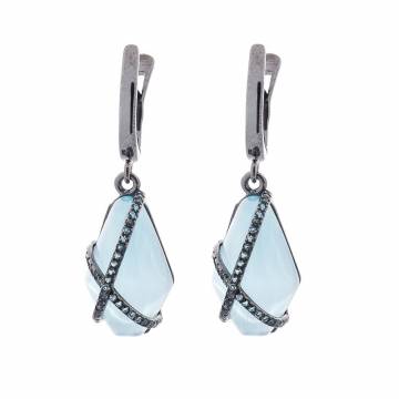 Серебряные серьги (им.улексит,фианит) 122279 Серебряные серьги (им.улексит,фианит) 122279