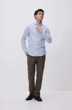 Reserved - Сорочка regular fit із додаванням льону - світло-блакитний - 520HT-50P