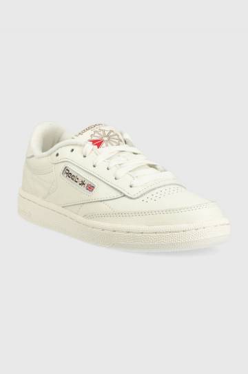Кожаные кроссовки Reebok Classic Club C 85 цвет белый HQ0948-CLK/CK/GOL Кожаные кроссовки Reebok Classic Club C 85 цвет белый HQ0948-CLK/CK/GOL