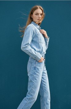 Класичні джинси mom fit - синій