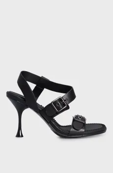 Женские черные кожаные босоножки Janis Черный 38 PRPY PRSPT0075W