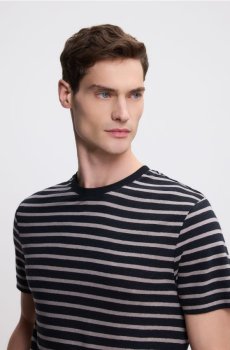 Reserved - Футболка з додаванням льону - коричневий - 025IS-88P