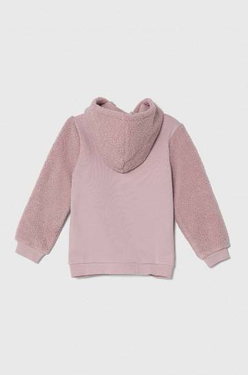 Детская кофта United Colors of Benetton цвет фиолетовый с капюшоном с аппликацией