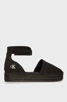 Женские черные эспадрильи FLATFORM ESPADRILLE SLING MG Черный 39 Calvin Klein YW0YW01735