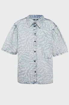 Женская голубая джинсовая рубашка с узором AOP DENIM SHIRT Голубой M Karl Lagerfeld 241W1620