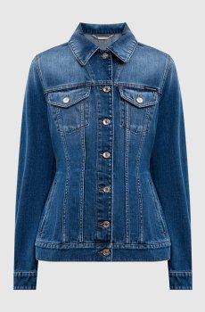 Синяя джинсовая куртка с эффектом потертости