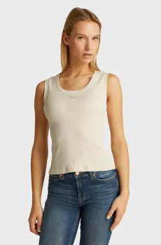 Женская бежевая майка SLIM SCRIPT Бежевый L Tommy Jeans DW0DW21369