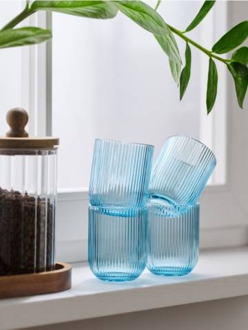 Рифлені склянки, 4 шт. - light blue Рифлені склянки, 4 шт. - light blue