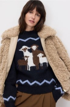 Reserved - Джемпер із візерунком - темно-синій - 295HM-59X