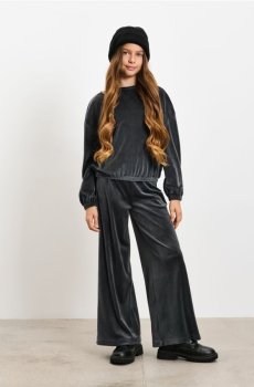 Велюровий світшот із круглим вирізом - антрацитовий