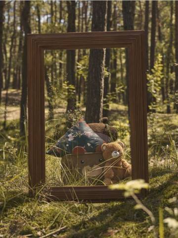 Кошик для зберігання з 3D вушками - коричневий