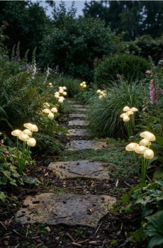 Сонячна садова лампа у формі грибочків - білий