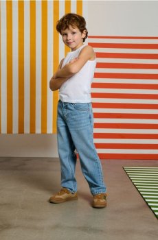 Джинси вільного крою з регульованим поясом - синій