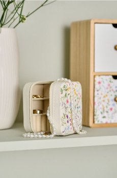Скринька з квітковим візерунком з перегородками - бежевий