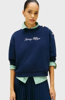 Женский темно-синий свитшот GOLD BTN SCRIPT Синий M Tommy Hilfiger WW0WW48783