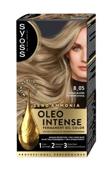 Безаммиачная стойкая краска для волос SYOSS Oleo Intense с маслом-активатором 8-05 Натуральный блонд, 115 мл