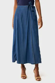 Женская темно-синяя джинсовая юбка Denim wrap skirt Синий 34 Mexx MF007400751W