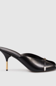 Черные кожаные мюли Nyx