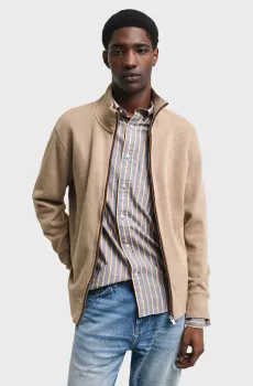 Мужская бежевая спортивная кофта SACKER RIB FULL ZIP Бежевый M Gant 2028042