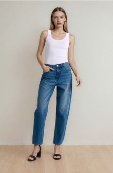 Класичні джинси mom fit - темно-синій