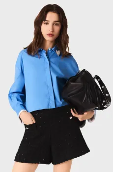 Женские черные твидовые шорты Черный 36 MAJE MFPSH00690_Black