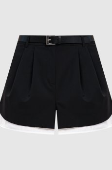 Черные шорты с шерстью с поясом