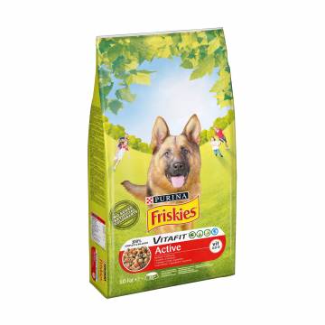 Сухой корм для взрослых активных собак Friskies Active с говядиной, 10 кг