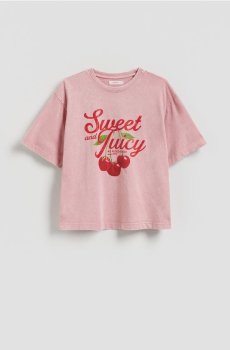 Reserved - Бавовняна футболка оверсайз - рожевий - 219HT-30X