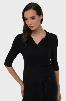 Женское черное поло Черный 38 MARC&ANDRE S25-00SV0308