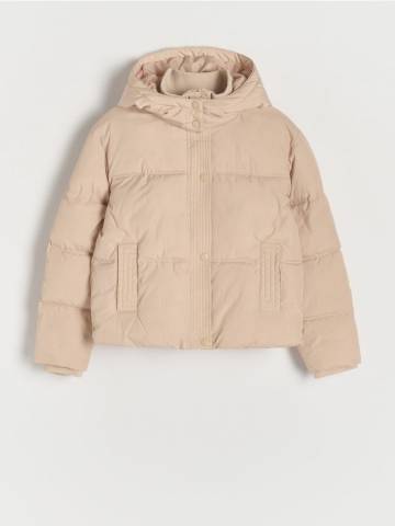 Reserved - Стьобана куртка з капюшоном - бежевий - 967AV-08X