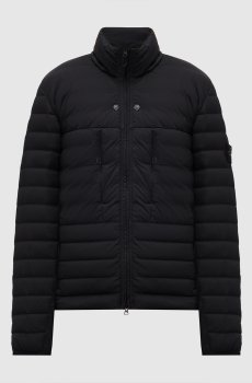 Черная пуховая куртка с патчем логотипа