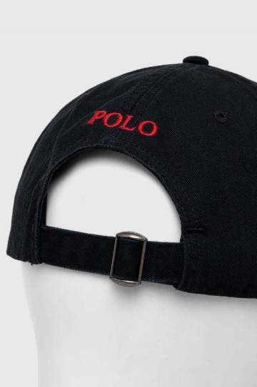 Хлопковая кепка Polo Ralph Lauren цвет чёрный с аппликацией Хлопковая кепка Polo Ralph Lauren цвет чёрный с аппликацией