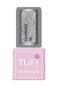 Уценка! Гель-лак для ногтей Tufi profi Premium Diamond 06 Серебряные крупные блестки, 8 мл