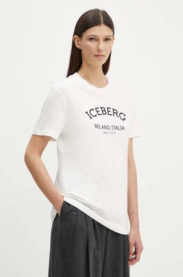 Хлопковая футболка Iceberg женская цвет белый F021 6325 Хлопковая футболка Iceberg женская цвет белый F021 6325