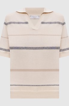 Бежевое поло в полоску