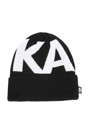 Детская шапка с примесью шерсти Karl Lagerfeld цвет чёрный из толстого трикотажа