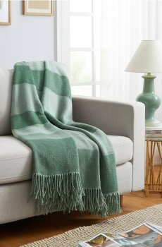 Плед з бахромою - зелений