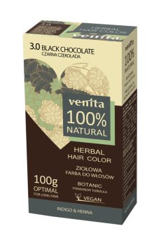 Растительная краска для волос Venita Natural Herbal Hair Color 100% Natural 3.0 Black Chocolate, 100 г