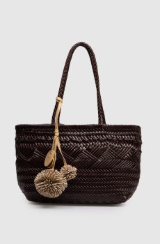 Коричневая кожаная плетеная сумка-тоут Paloma
