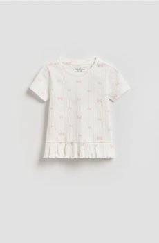 Reserved - Футболка з оборкою - кремовий - 695HU-01X